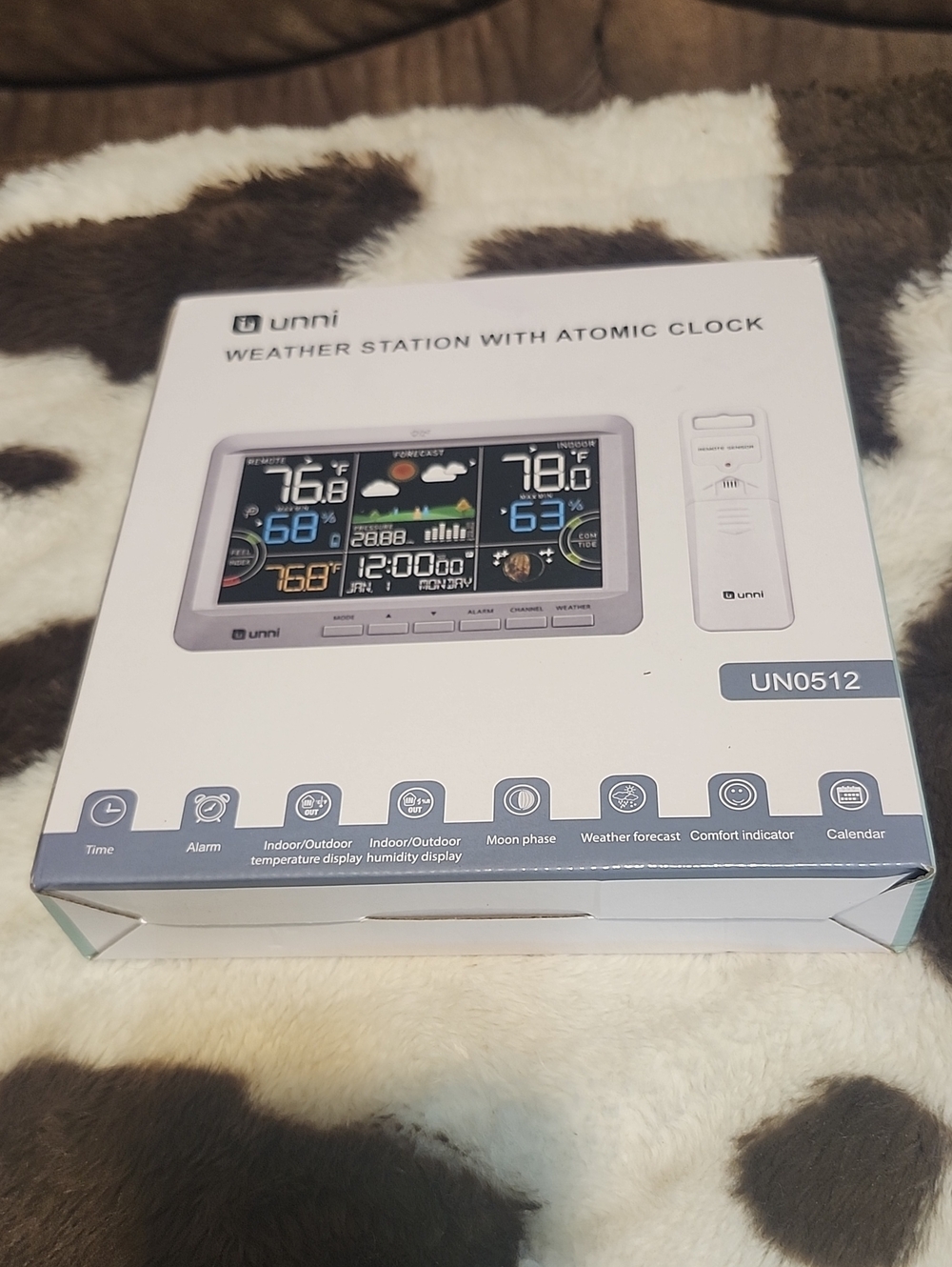 Unni White Weather Station with Atomic Clock - Color Display (UN0512)